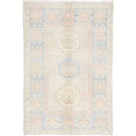 Tappeto Kazak Afghanistan Geometrico Beige Celeste 62x91 Cm