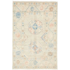 Tappeto Kazak Afghanistan Geometrico Beige Azzurro 61x92 Cm