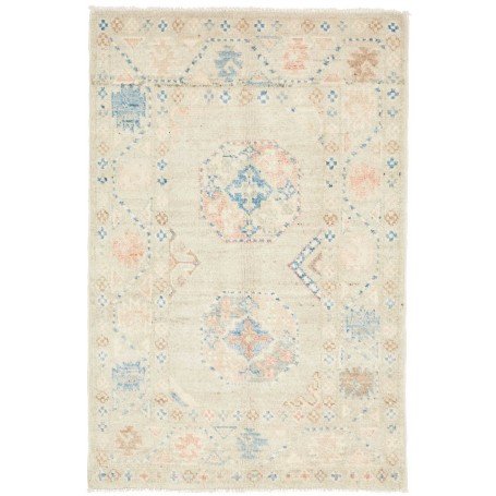 Tappeto Kazak Afghanistan Geometrico Beige Azzurro 61x92 Cm