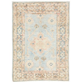 Tappeto Kazak Afghanistan Medaglione Azzurro Beige 63x88 Cm
