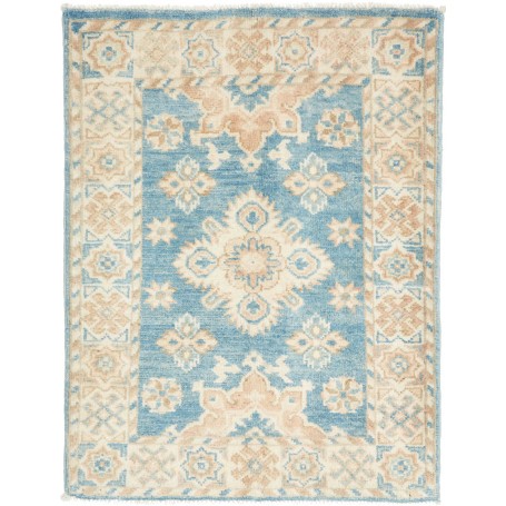 Tappeto Kazak Afghanistan Medaglione Blu Beige 65x84 Cm