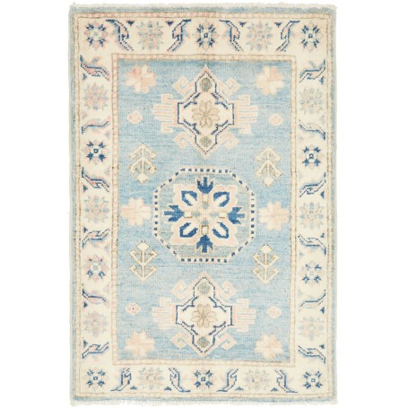 Tappeto Kazak Afghanistan Geometrico Azzurro Crema 59x85 Cm