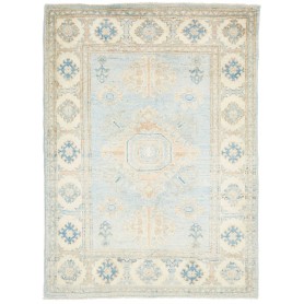 Tappeto Kazak Afghanistan Medaglione Azzurro Chiaro Beige 86x119 Cm