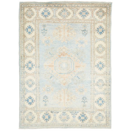Tappeto Kazak Afghanistan Medaglione Azzurro Chiaro Beige 86x119 Cm