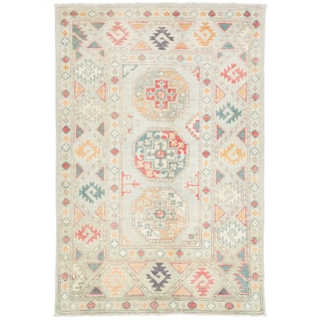 Tappeto Kazak Afghanistan Geometrico Verde Salvia Terracotta 81x120 Cm