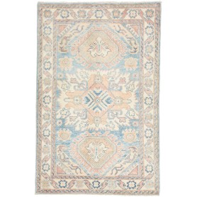 Tappeto Kazak Afghanistan Geometrico Azzurro Crema 81x125 Cm