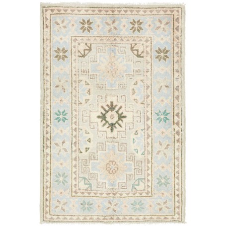 Tappeto Kazak Afghanistan Geometrico Azzurro Chiari Beige 62x93 Cm