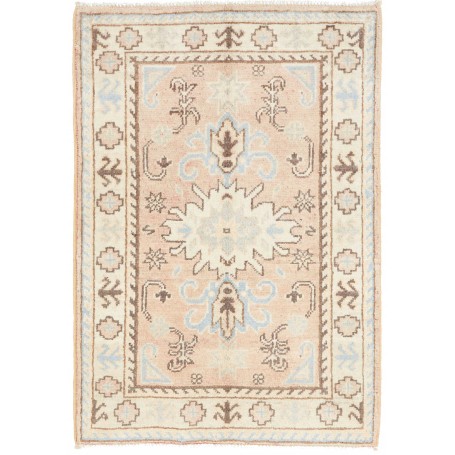 Tappeto Kazak Afghanistan Medaglione Rosa Antico Crema 62x89 Cm