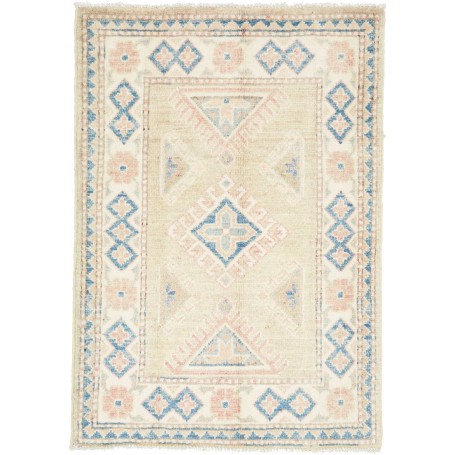 Tappeto Kazak Afghanistan Astratto Beige Blu 68x96 Cm