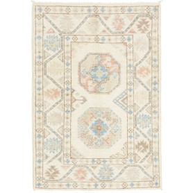 Tappeto Kazak Afghanistan Geometrico Crema Blu Celeste 63x90 Cm
