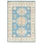 Tappeto Kazak Afghanistan Geometrico Blu Azzurro Beige Crema 61x90 Cm