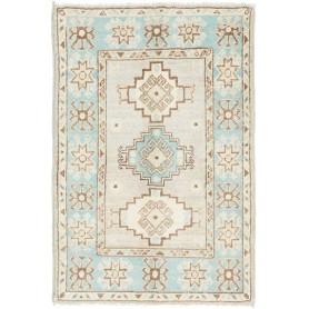 Tappeto Kazak Afghanistan Geometrico Azzurro Beige 63x93 Cm