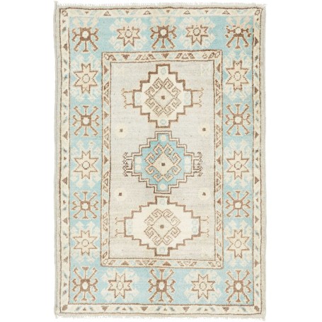 Tappeto Kazak Afghanistan Geometrico Azzurro Beige 63x93 Cm