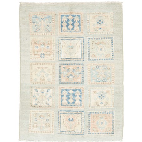 Tappeto Kazak Afghanistan Astratto Azzurro Polvere Beige 63x85 Cm