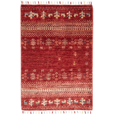 Tappeto Siva Pakistan Geometrico Rosso Terracotta Beige 60x90 Cm