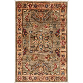 Tappeto Kazak Fine Pakistan Medaglione Marrone Tortora Multicolore 62x96 Cm