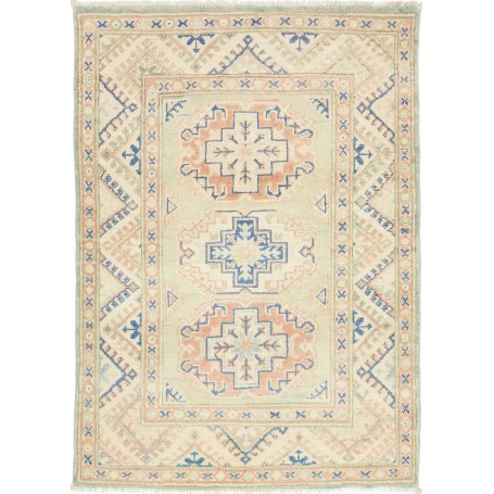 Tappeto Kazak Afghanistan Geometrico Verde Salvia Corallo 83x115 Cm