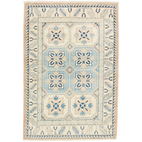 Tappeto Kazak Afghanistan Geometrico Azzurro Cielo Crema 82x120 Cm