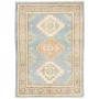 Tappeto Kazak Afghanistan Geometrico Azzurro Polvere Beige 80x114 Cm