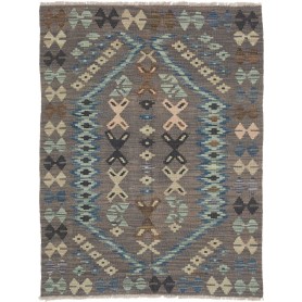 Tappeto Kilim Afghanistan Geometrico Marrone Grigio Blu 102x136 Cm