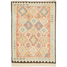Tappeto Kilim Afghanistan Geometrico Arancione Azzurro 95x149 Cm
