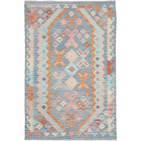 Tappeto Kilim Afghanistan Geometrico Azzurro Rosa 103x156 Cm