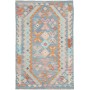 Tappeto Kilim Afghanistan Geometrico Azzurro Rosa 103x156 Cm