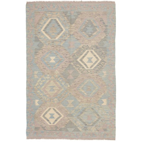 Tappeto Kilim Afghanistan Geometrico Azzurro Chiaro Beige 96x149 Cm