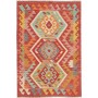 Tappeto Kilim Afghanistan Geometrico Rosso Multicolore 97x145 Cm