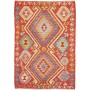 Tappeto Kilim Afghanistan Geometrico Rosso Arancio Multicolore 102x146 Cm