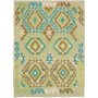Tappeto Kilim Afghanistan Geometrico Verde Acqua Marrone 104x140 Cm
