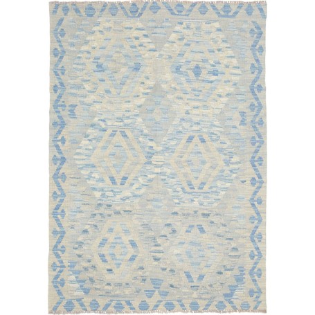 Tappeto Kilim Afghanistan Geometrico Azzurro Chiaro Beige 106x148 Cm