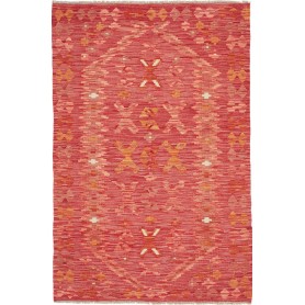 Tappeto Kilim Afghanistan Geometrico Rosso Corallo Arancio 99x152 Cm