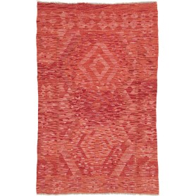 Tappeto Kilim Afghanistan Geometrico Rosso Arancione 93x147 Cm