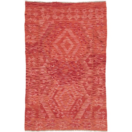 Tappeto Kilim Afghanistan Geometrico Rosso Arancione 93x147 Cm