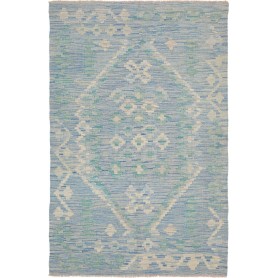 Tappeto Kilim Afghanistan Geometrico Blu Chiaro Verde Menta 99x154 Cm