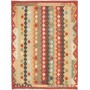 Tappeto Kilim Afghanistan Geometrico Rosso Mattone Multicolore 108x145 Cm