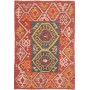 Tappeto Kilim Afghanistan Geometrico Rosso Arancio Blu Scuro 101x150 Cm