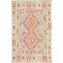 Tappeto Kilim Afghanistan Geometrico Rosso Arancione Azzurro Crema 97x148 Cm