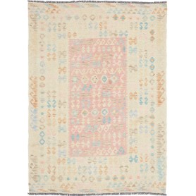 Tappeto Kilim Afghanistan Geometrico Beige Rosa 108x146 Cm