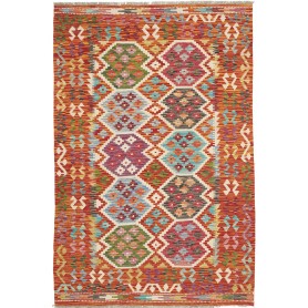 Tappeto Kilim Afghanistan Geometrico Arancione Terracotta Multicolore 124x186 Cm