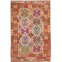 Tappeto Kilim Afghanistan Geometrico Arancione Terracotta Multicolore 124x186 Cm