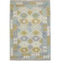 Tappeto Kilim Afghanistan Geometrico Blu Azzurro Giallo Senape 127x188 Cm