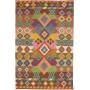 Tappeto Kilim Afghanistan Geometrico Multicolore Marrone 126x192 Cm