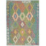 Tappeto Kilim Afghanistan Geometrico Blu Verde Multicolore 127x173 Cm