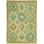 Tappeto Kilim Afghanistan Geometrico Verde Turchese 131x186 Cm