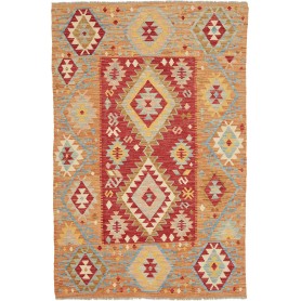 Tappeto Kilim Afghanistan Geometrico Rosso Arancione 120x183 Cm