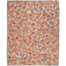Tappeto Kilim Afghanistan Geometrico Rosa Multicolore 132x163 Cm