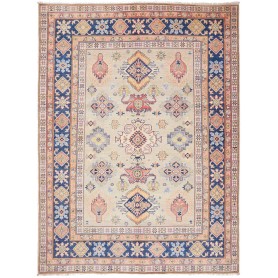 Tappeto Kazak Afghanistan Geometrico Beige Blu Navy 175x238 Cm