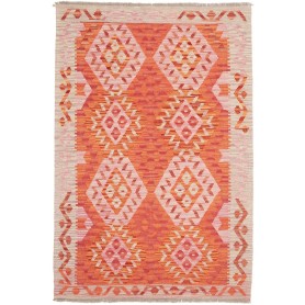 Tappeto Kilim Afghanistan Geometrico Arancio Rosa 107x158 Cm